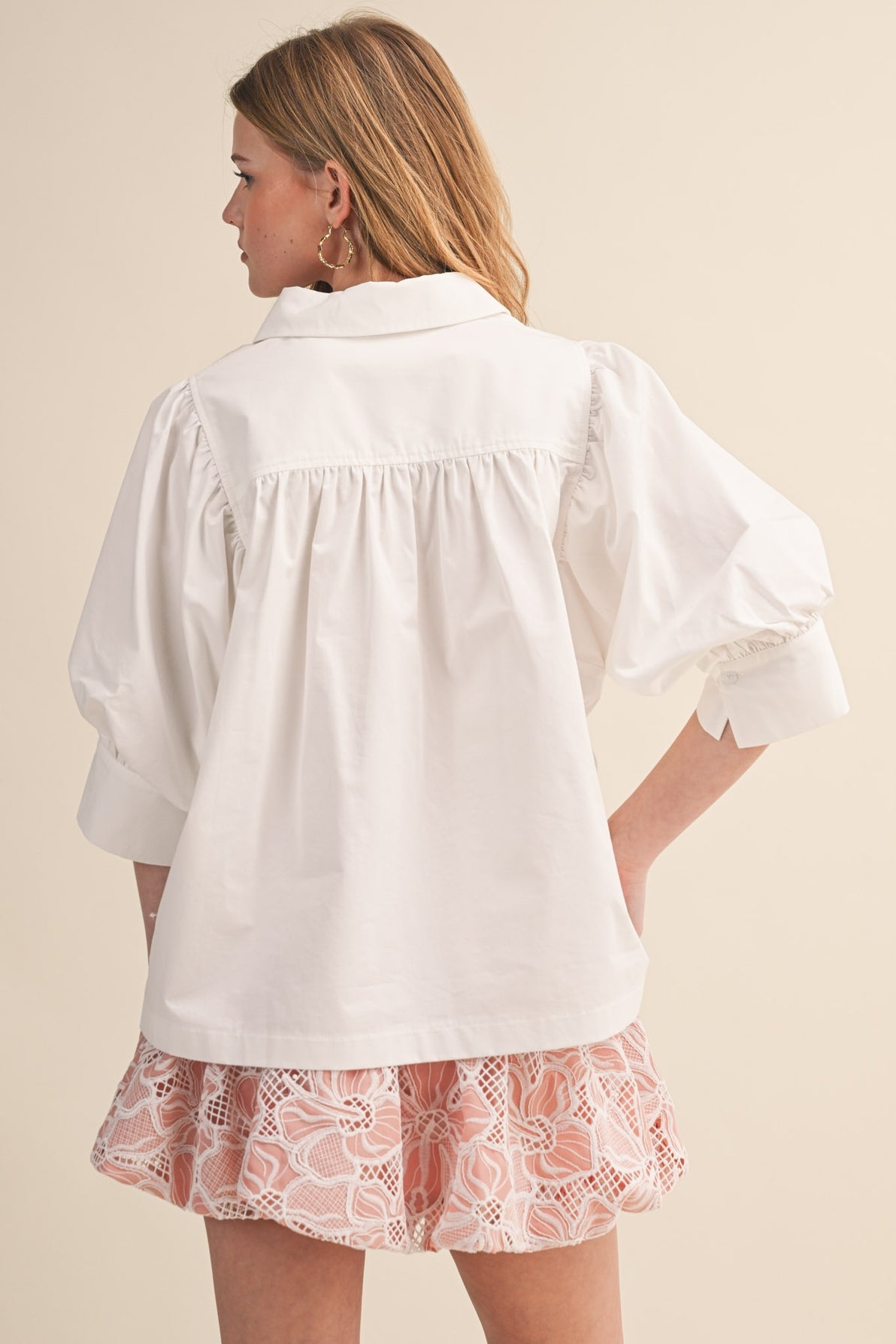 Cream puff sleeve shirt