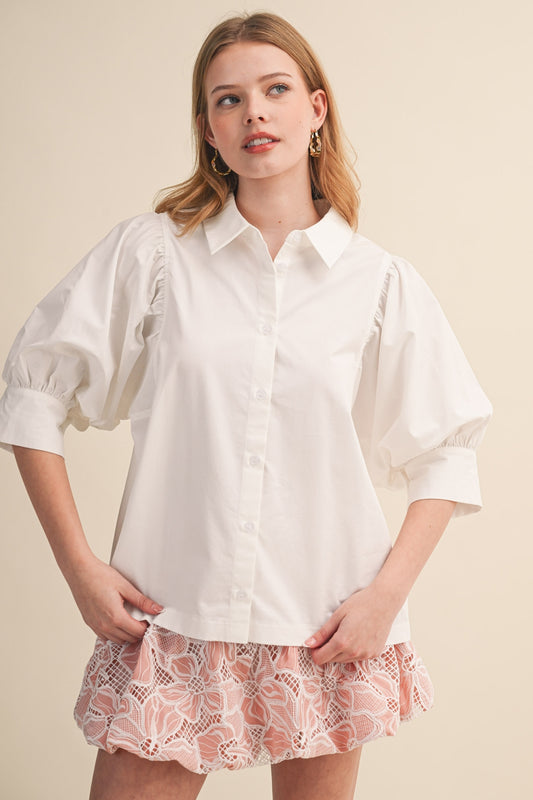 Cream puff sleeve shirt