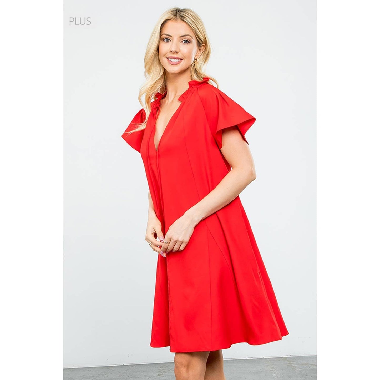 Flutter Sleeve Dress Red