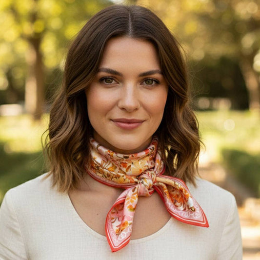 Garden Square Scarf coral