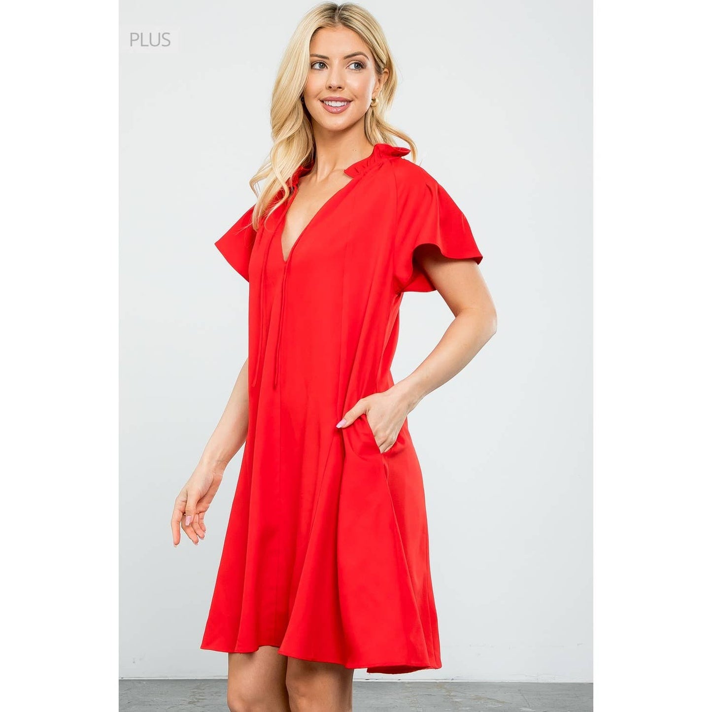 Flutter Sleeve Dress Red