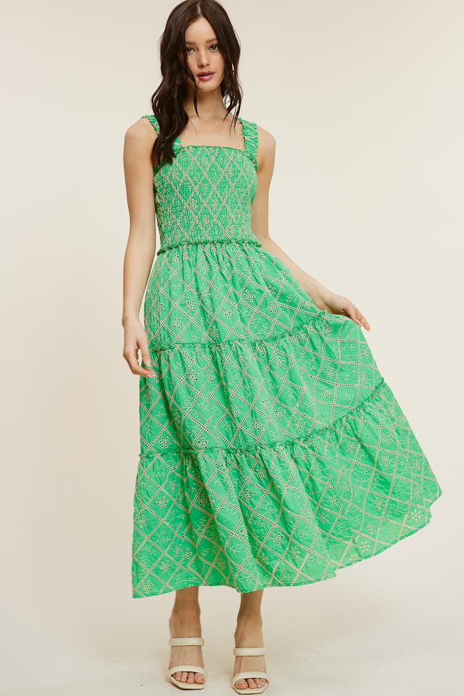 Kelly green eyelet dress