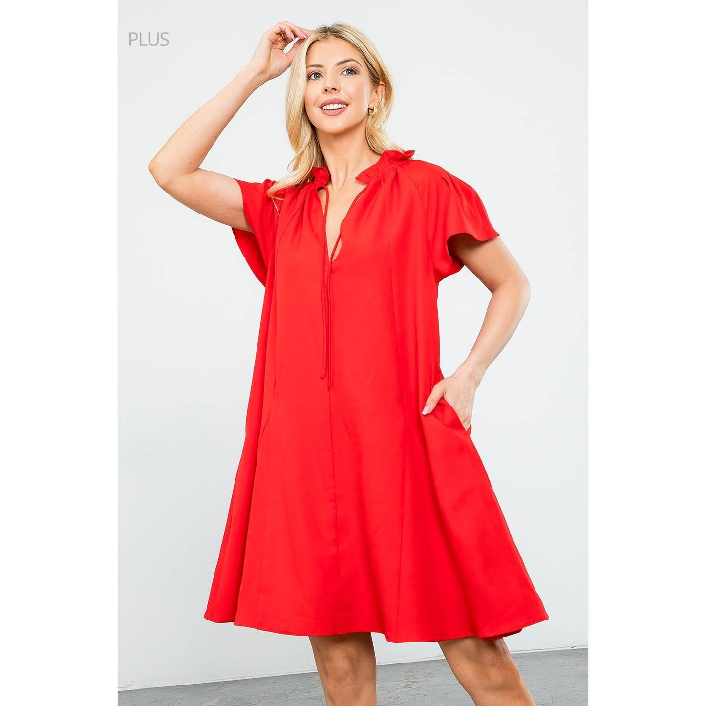 Flutter Sleeve Dress Red