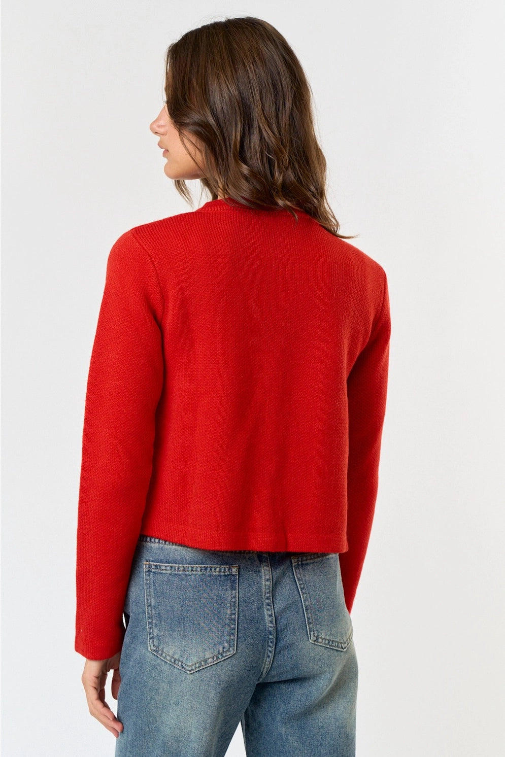 Brass button cardinal sweater