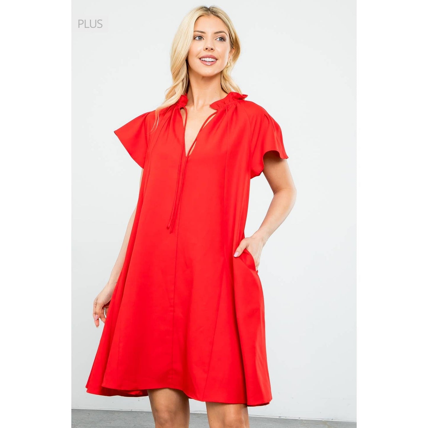 Flutter Sleeve Dress Red