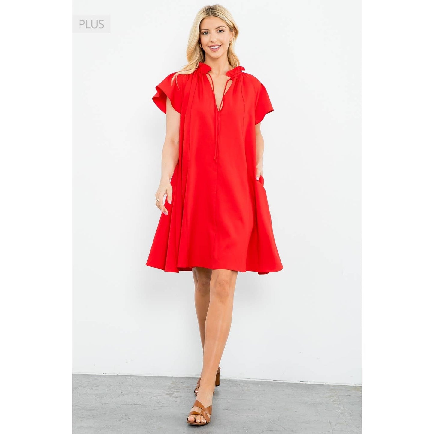 Flutter Sleeve Dress Red