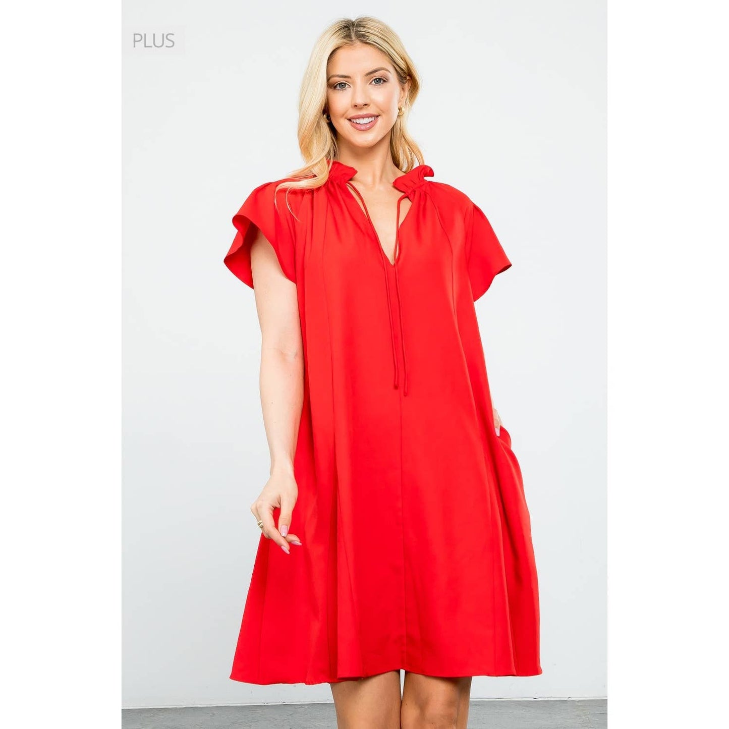 Flutter Sleeve Dress Red