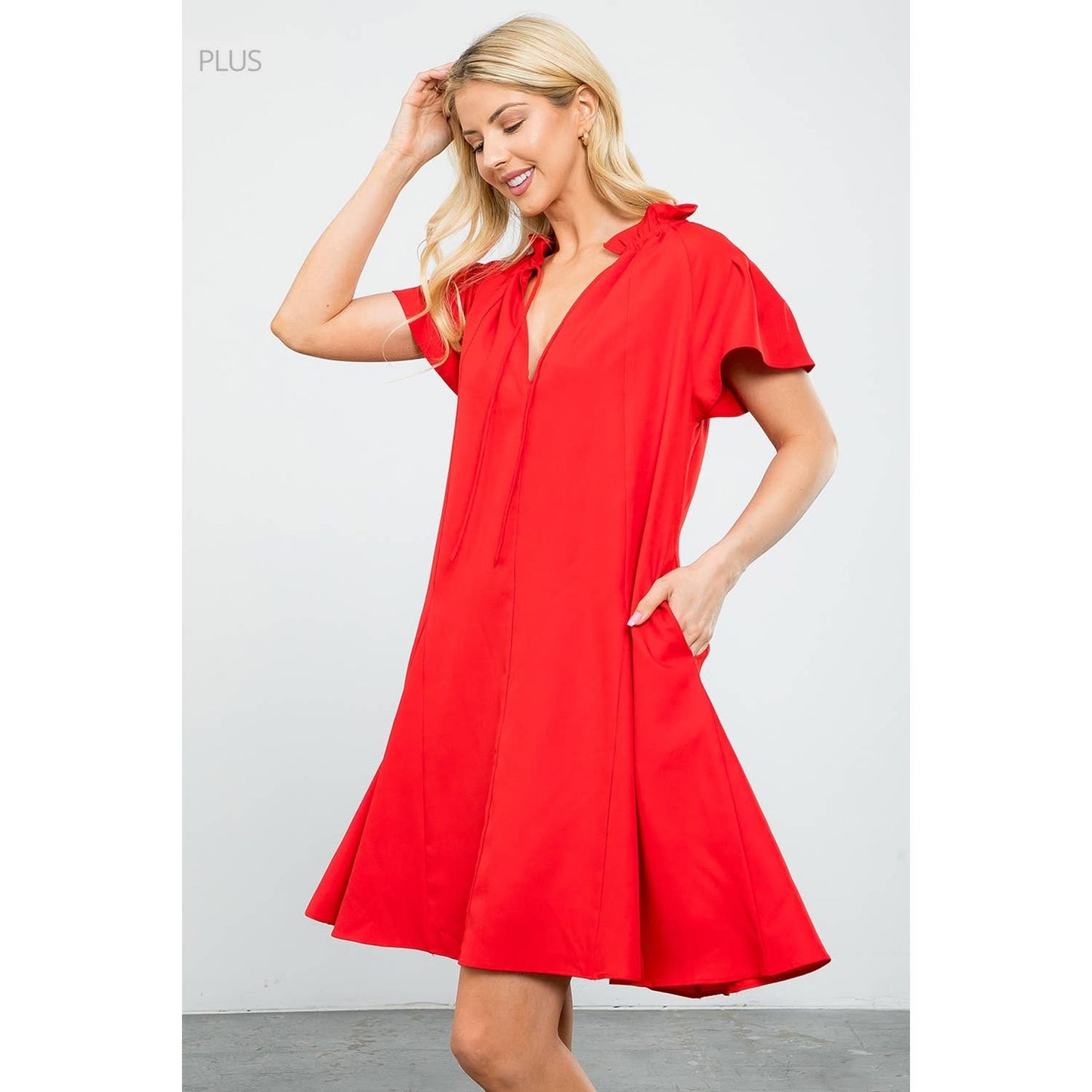 Flutter Sleeve Dress Red