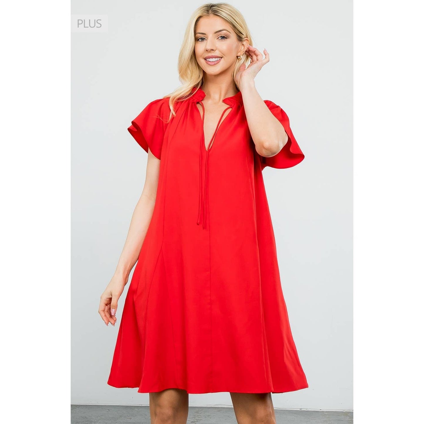 Flutter Sleeve Dress Red