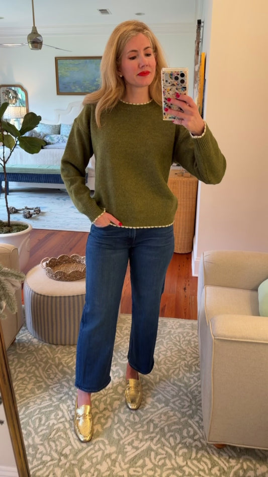 Green scalloped sweater